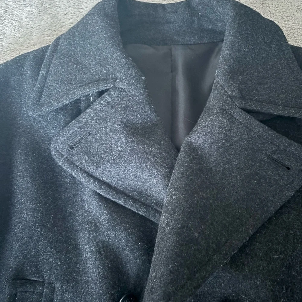 Stylish Gray Pea Coat - Picture 4 of 5